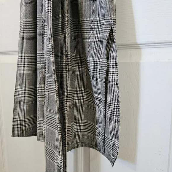 Zara Woman Plaid‎ Dress Small Gray  Puffy Sleeve Midi Belt Winter Work - Picture 9 of 13